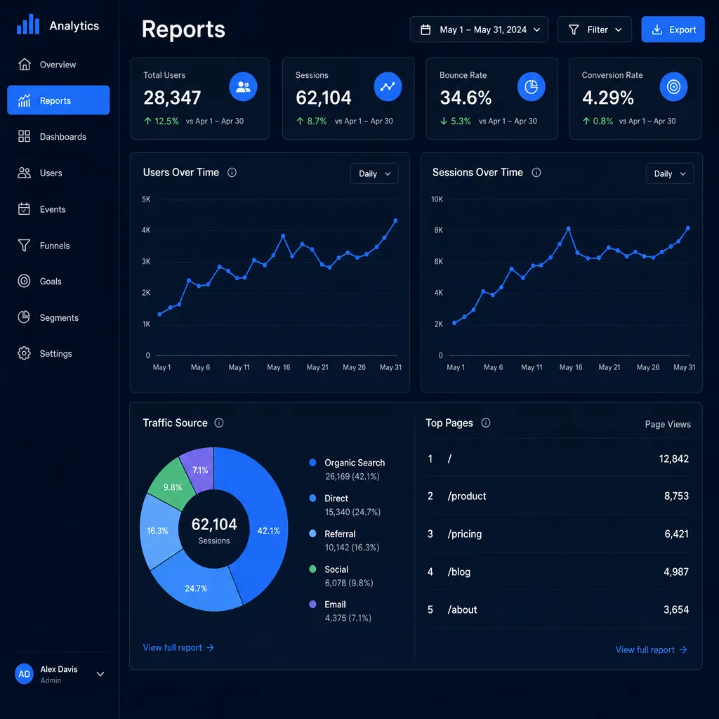 A custom reporting web app built by Next Level Apps