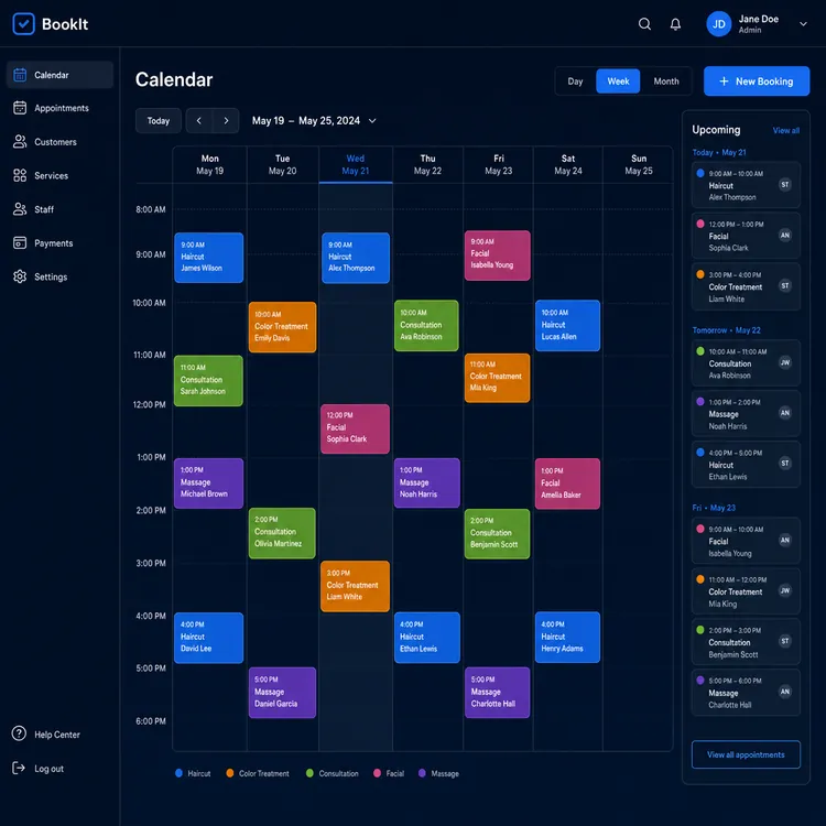 A custom scheduling web app built by Next Level Apps