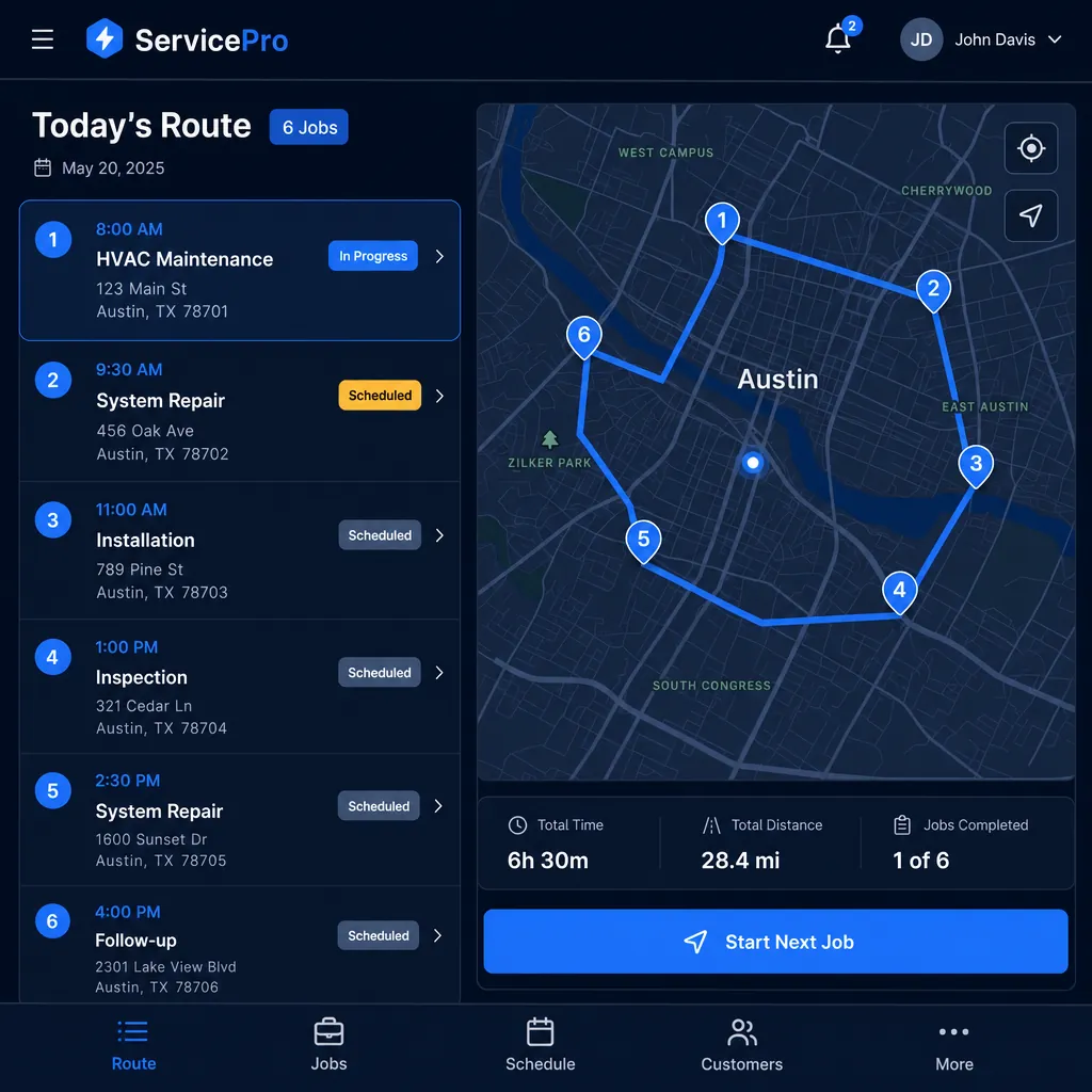 A custom field service web app built by Next Level Apps